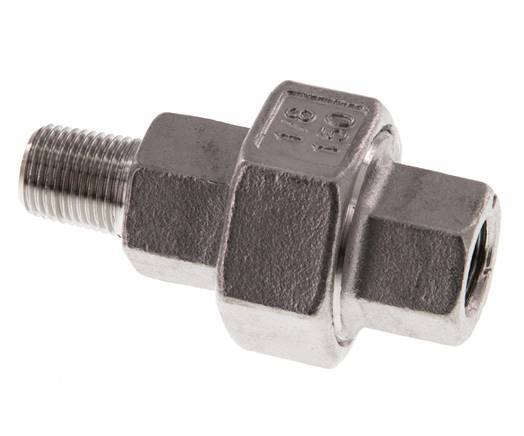 Rp 1/8'' x R 1/8'' F/M Stainless steel Double Nipple 3-pieces with Flat sealing 16 Bar