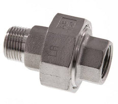 Rp 3/8'' x R 3/8'' F/M Stainless steel Double Nipple 3-pieces with Flat sealing 16 Bar