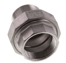 Rp 1 1/2'' x R 1 1/2'' F/M Stainless steel Double Nipple 3-pieces with Flat sealing 16 Bar