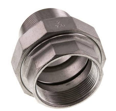 Rp 2'' x R 2'' F/M Stainless steel Double Nipple 3-pieces with Flat sealing 16 Bar