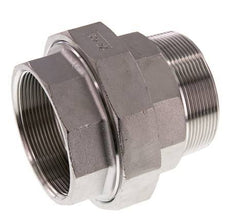 Rp 2 1/2'' x R 2 1/2'' F/M Stainless steel Double Nipple 3-pieces with Flat sealing 16 Bar