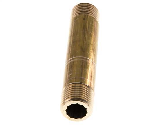 G 1/2'' Brass Double Pipe Nipple 16 Bar DIN 2982 - 100mm