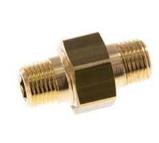 R 1/8'' Brass Double Nipple 3-pieces with Conically sealing 16 Bar [2 Pieces]