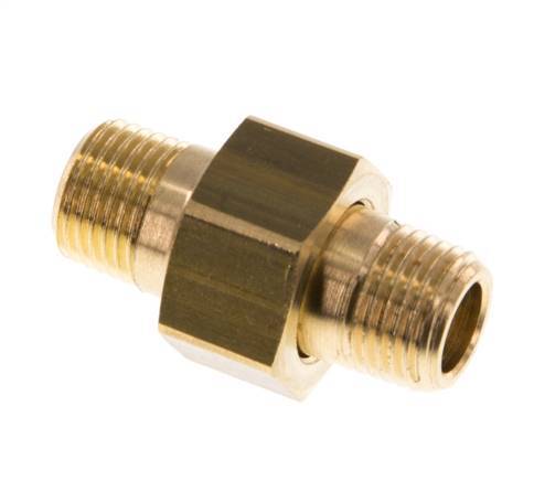 R 1/8'' Brass Double Nipple 3-pieces with Conically sealing 16 Bar [2 Pieces]