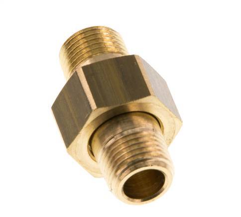 R 1/8'' Brass Double Nipple 3-pieces with Conically sealing 16 Bar [2 Pieces]