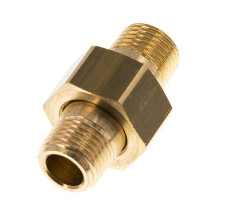 R 1/8'' Brass Double Nipple 3-pieces with Conically sealing 16 Bar [2 Pieces]