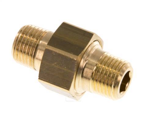 R 1/8'' Brass Double Nipple 3-pieces with Conically sealing 16 Bar [2 Pieces]