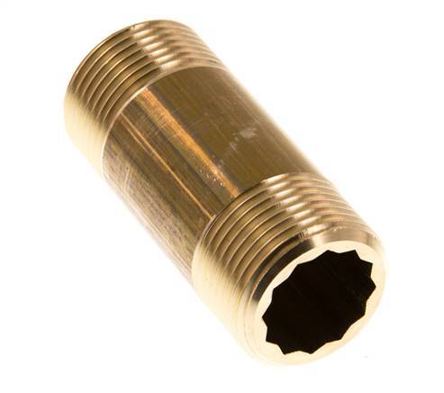 G 3/4'' Brass Double Pipe Nipple 16 Bar DIN 2982 - 60mm