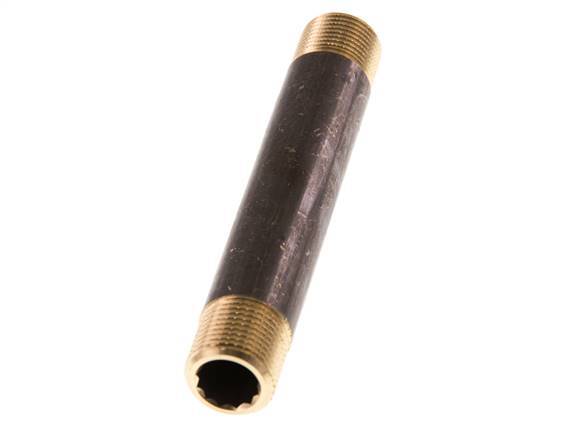 G 3/8'' Brass Double Pipe Nipple 16 Bar DIN 2982 - 100mm