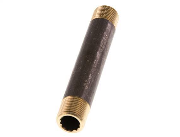 G 3/8'' Brass Double Pipe Nipple 16 Bar DIN 2982 - 100mm