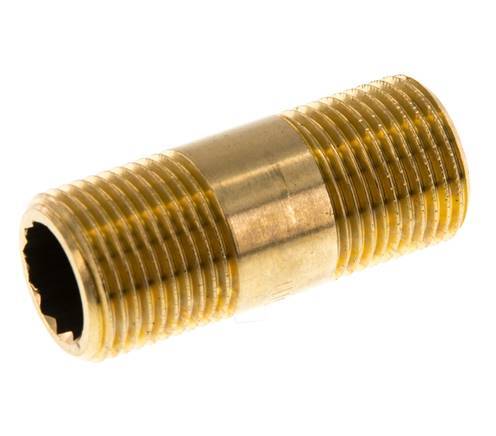 G 3/8'' Brass Double Pipe Nipple 16 Bar DIN 2982 - 40mm