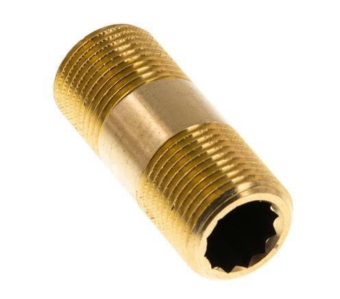 G 3/8'' Brass Double Pipe Nipple 16 Bar DIN 2982 - 40mm