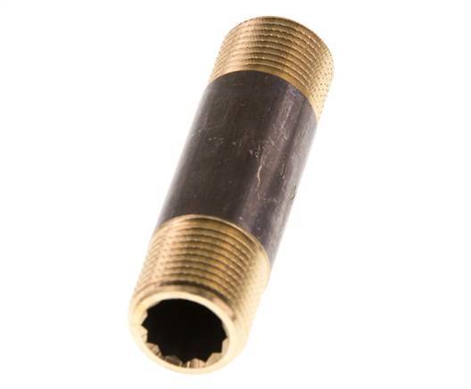 G 3/8'' Brass Double Pipe Nipple 16 Bar DIN 2982 - 60mm