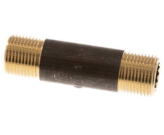 G 3/8'' Brass Double Pipe Nipple 16 Bar DIN 2982 - 60mm