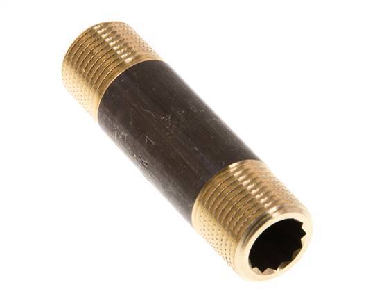 G 3/8'' Brass Double Pipe Nipple 16 Bar DIN 2982 - 60mm