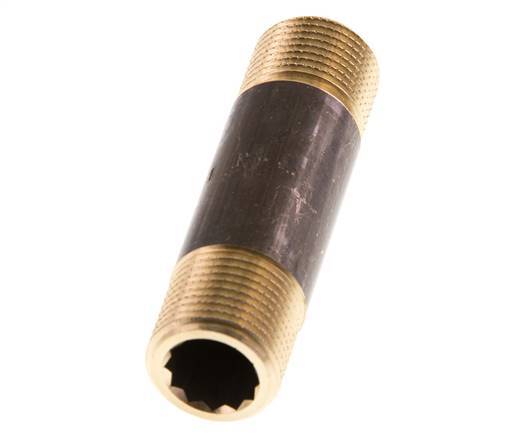 G 3/8'' Brass Double Pipe Nipple 16 Bar DIN 2982 - 60mm