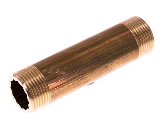 G 1'' Brass Double Pipe Nipple 16 Bar DIN 2982 - 120mm