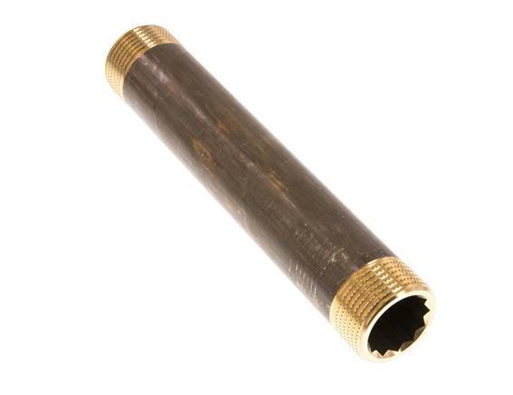 G 1'' Brass Double Pipe Nipple 16 Bar DIN 2982 - 180mm