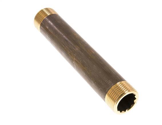 G 1'' Brass Double Pipe Nipple 16 Bar DIN 2982 - 180mm