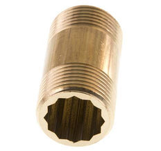 G 1'' Brass Double Pipe Nipple 16 Bar DIN 2982 - 60mm