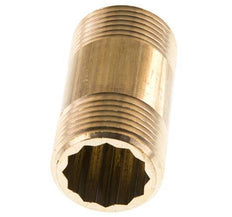 G 1'' Brass Double Pipe Nipple 16 Bar DIN 2982 - 60mm
