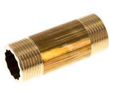 G 1'' Brass Double Pipe Nipple 16 Bar DIN 2982 - 80mm