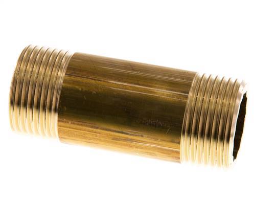 G 1'' Brass Double Pipe Nipple 16 Bar DIN 2982 - 80mm