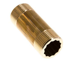 G 1'' Brass Double Pipe Nipple 16 Bar DIN 2982 - 80mm