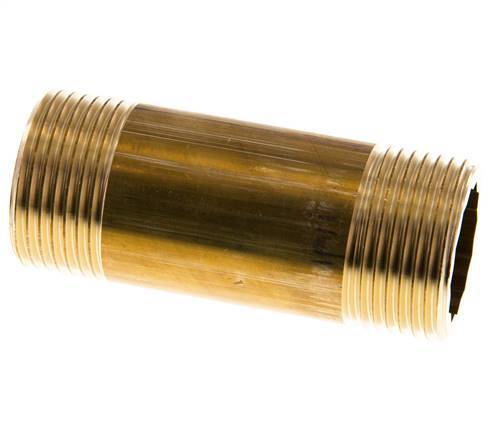 G 1'' Brass Double Pipe Nipple 16 Bar DIN 2982 - 80mm