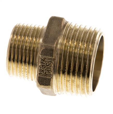 R 1'' x R 3/4'' Brass Double Nipple 16 Bar