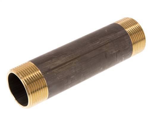 G 1 1/4'' Brass Double Pipe Nipple 16 Bar DIN 2982 - 150mm