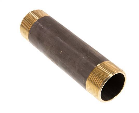 G 1 1/4'' Brass Double Pipe Nipple 16 Bar DIN 2982 - 150mm
