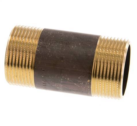 G 1 1/4'' Brass Double Pipe Nipple 16 Bar DIN 2982 - 80mm