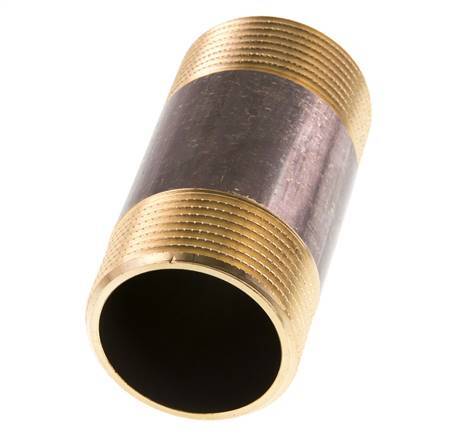 G 1 1/4'' Brass Double Pipe Nipple 16 Bar DIN 2982 - 80mm
