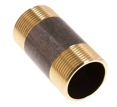 G 1 1/4'' Brass Double Pipe Nipple 16 Bar DIN 2982 - 80mm