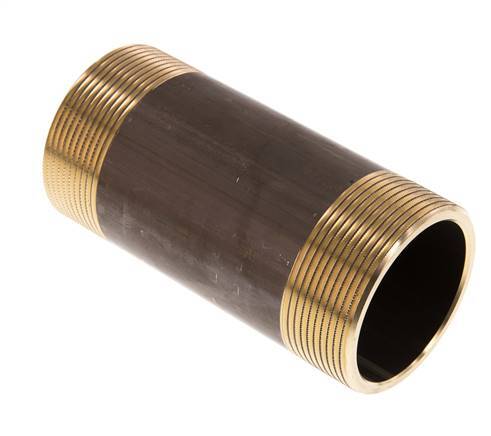 G 2'' Brass Double Pipe Nipple 16 Bar DIN 2982 - 120mm