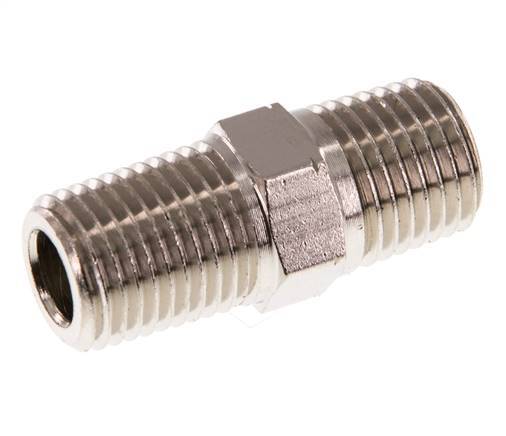 1/4'' NPT x R 1/4'' Nickel plated Brass Double Nipple 60 Bar