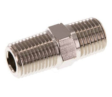1/4'' NPT x R 1/4'' Nickel plated Brass Double Nipple 60 Bar