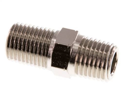 1/4'' NPT x R 1/4'' Nickel plated Brass Double Nipple 60 Bar