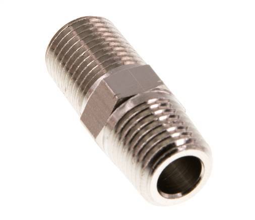 1/4'' NPT x R 1/4'' Nickel plated Brass Double Nipple 60 Bar