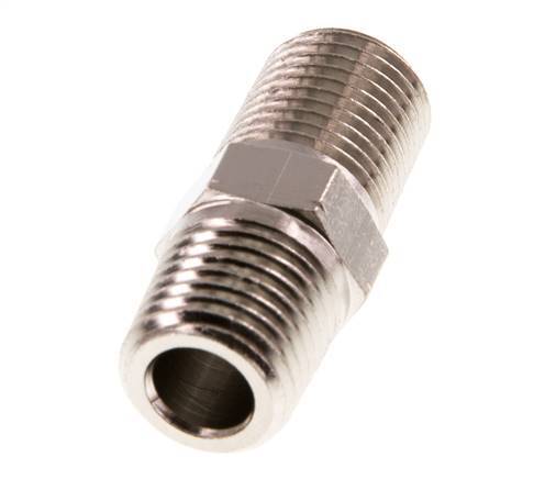 1/4'' NPT x R 1/4'' Nickel plated Brass Double Nipple 60 Bar