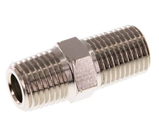 1/4'' NPT x R 1/4'' Nickel plated Brass Double Nipple 60 Bar