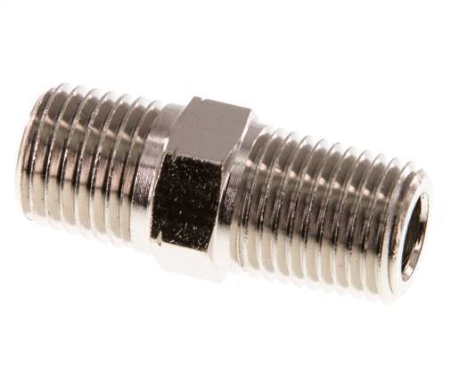 1/4'' NPT x R 1/4'' Nickel plated Brass Double Nipple 60 Bar