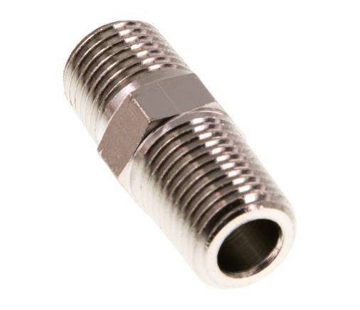 1/4'' NPT x R 1/4'' Nickel plated Brass Double Nipple 60 Bar