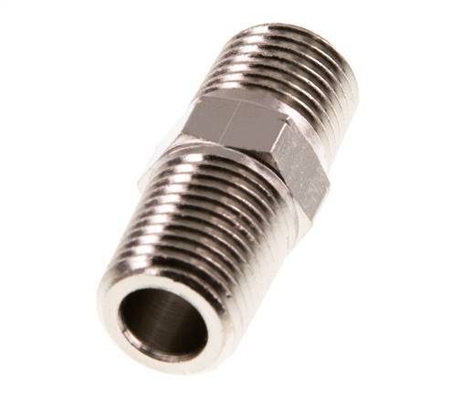 1/4'' NPT x R 1/4'' Nickel plated Brass Double Nipple 60 Bar