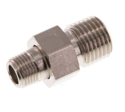 R 1/4'' x R 1/8'' Nickel plated Brass Double Nipple 3-pieces with Conically sealing 16 Bar [2 Pieces]