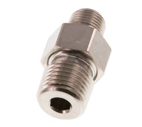 R 1/4'' x R 1/8'' Nickel plated Brass Double Nipple 3-pieces with Conically sealing 16 Bar [2 Pieces]
