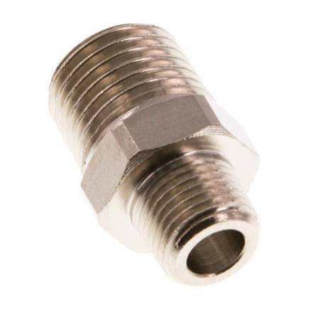 R 1/4'' x R 1/8'' Nickel plated Brass Double Nipple 16 Bar [10 Pieces]