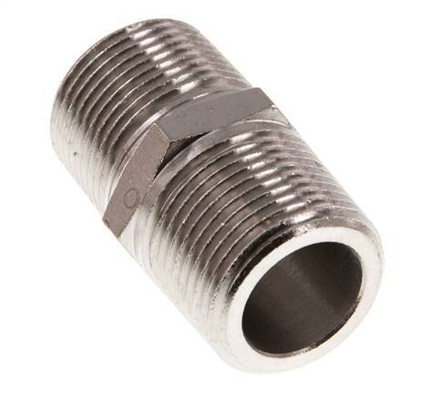 3/4'' NPT x R 3/4'' Nickel plated Brass Double Nipple 60 Bar