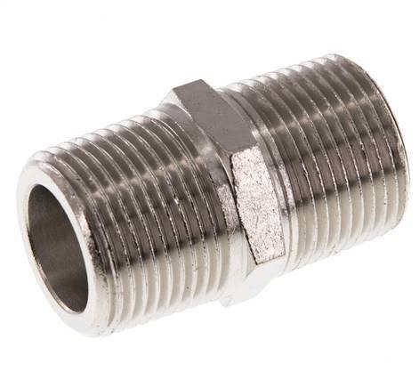 3/4'' NPT x R 3/4'' Nickel plated Brass Double Nipple 60 Bar